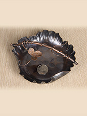 日本花篮 玉川堂造 纯手工打物铜器工艺 鲜花 铜皮敲打 精美 花篮，带原装桐木供箱