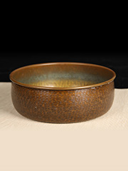 日本铜器  超大号 细木纹 圆形 老建水