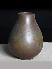 日本花器 带款 旧厚 大肚 收口 紫斑铜 厚重实在 老花瓶