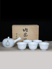 日本茶道组 常峰款 日本莹润釉面 高贵象征 急须配品杯 全套 并且还带原装桐木供箱