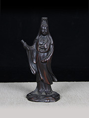 日本佛像 高冈铜器 瑞峰做紫铜书卷立观音，材质厚重，做工细腻