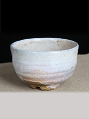 日本茶碗 秋烧制 釉白老纹路保存至今 年份久 带证书 日式老茶碗 带原装桐木供箱