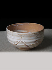 日本茶碗 螺旋纹 刀刻修饰 老茶碗