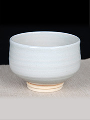 日本茶碗 纯白冰裂纹 圆形 老茶碗 带日款 上手感特强