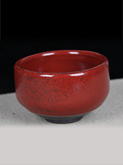 日本茶碗 辰砂釉  釉水润 包浆好 老茶碗