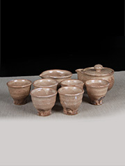 日本陶瓷 沉着淡色 煎茶道 全套 带原装桐木供箱 盖碗