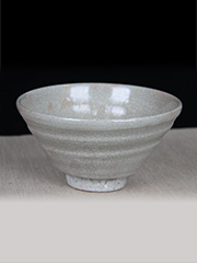日本茶碗 井户 冰裂纹开片自然烧出 古典器形 老斗笠高丽茶碗 带原装桐木供箱