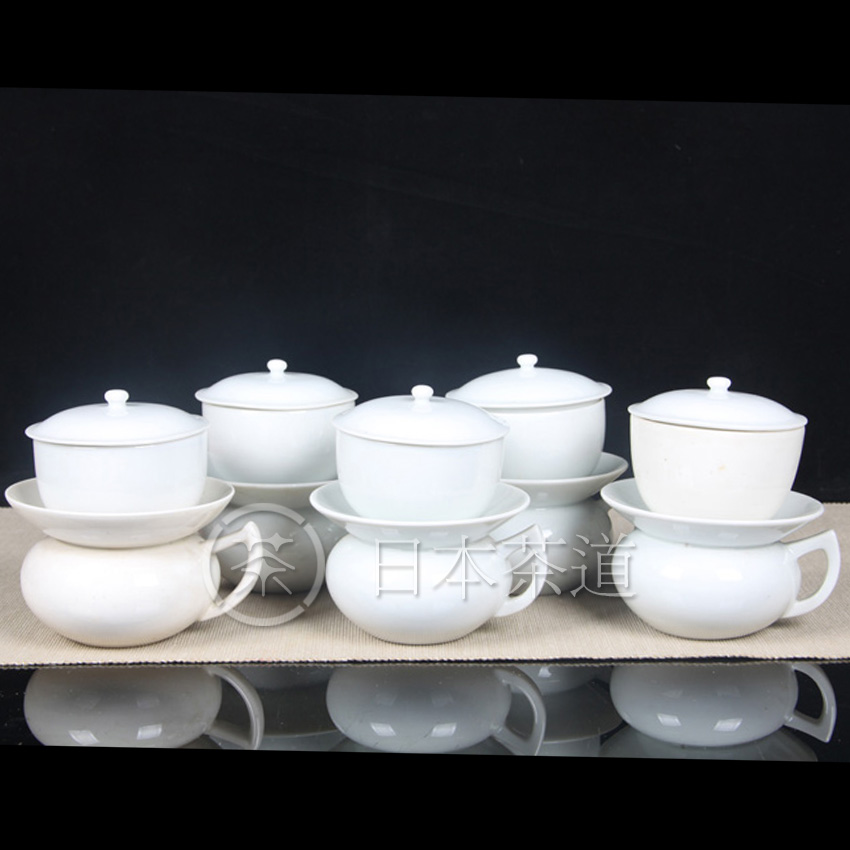 日本茶杯组 日本白釉温茶器茶杯组五客 经典日本风格温茶器，白釉工艺，釉水肥润，适合冬天品茶，带原装供箱