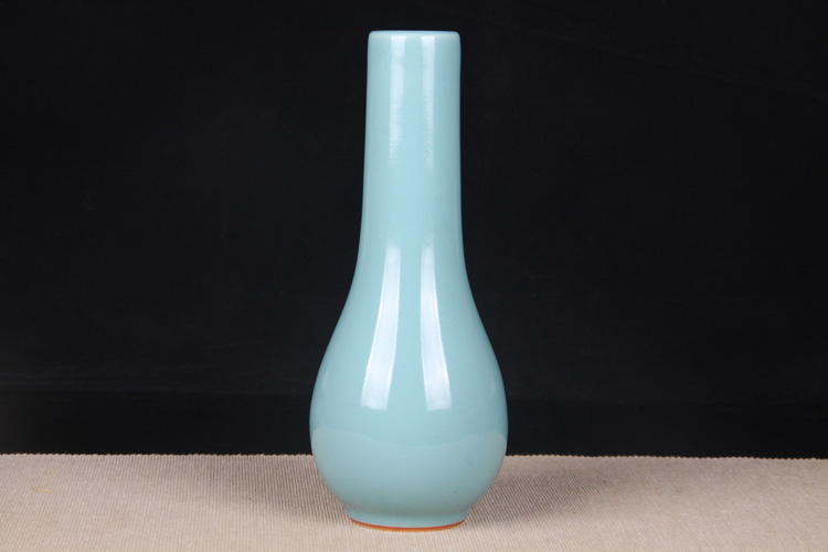 日本花器日本陶瓷青瓷鹤首瓶花瓶花器日本青瓷工艺，难得湖水蓝发色