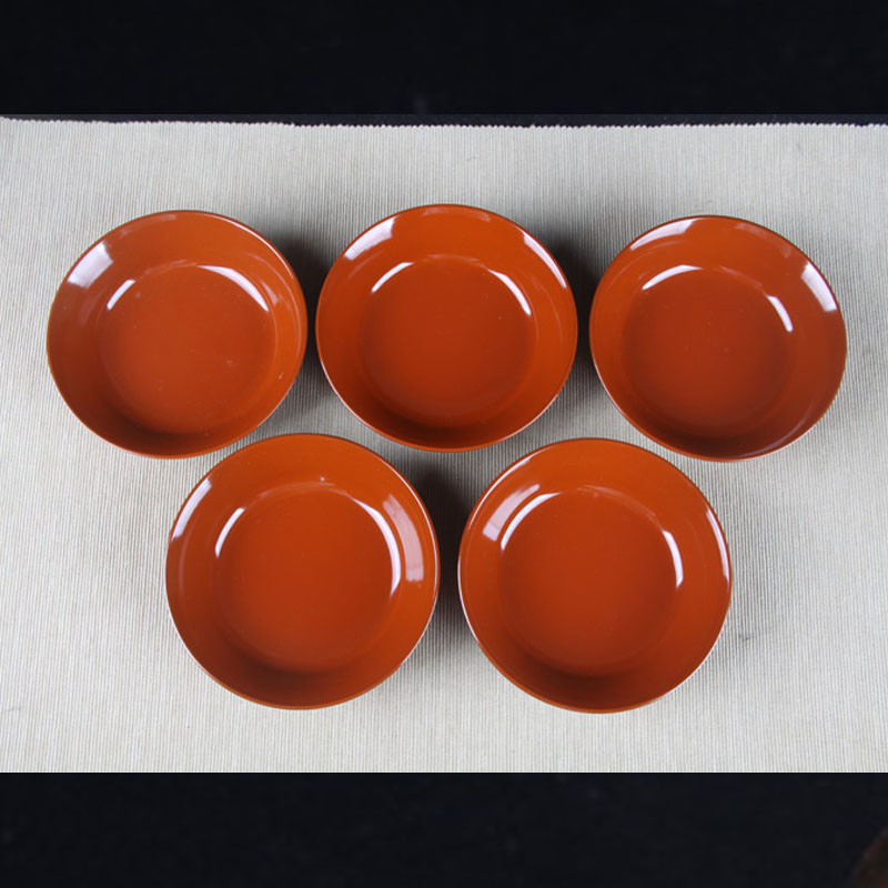日本漆器 日本轮岛涂木胎漆器碗五客 日本轮岛涂木胎漆器工艺，整体朱漆，性价比高