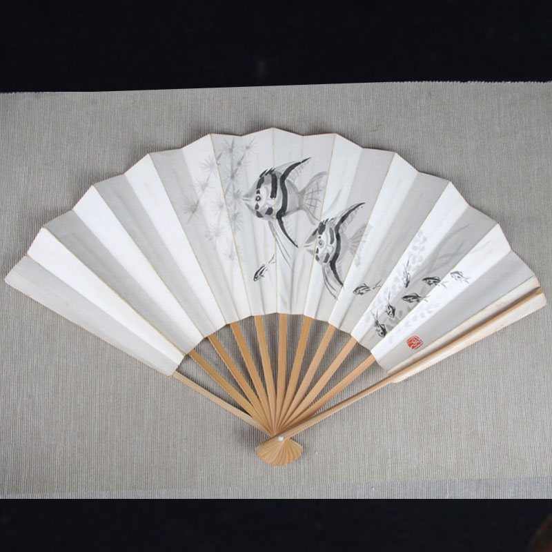 日本茶器 日本鱼戏图扇子