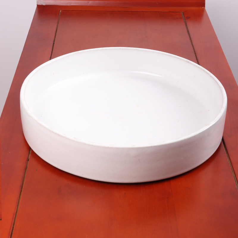 日本陶瓷 日本白釉圆形水仙盘 日本白釉工艺，圆形深口盆，做干泡台也十分合适