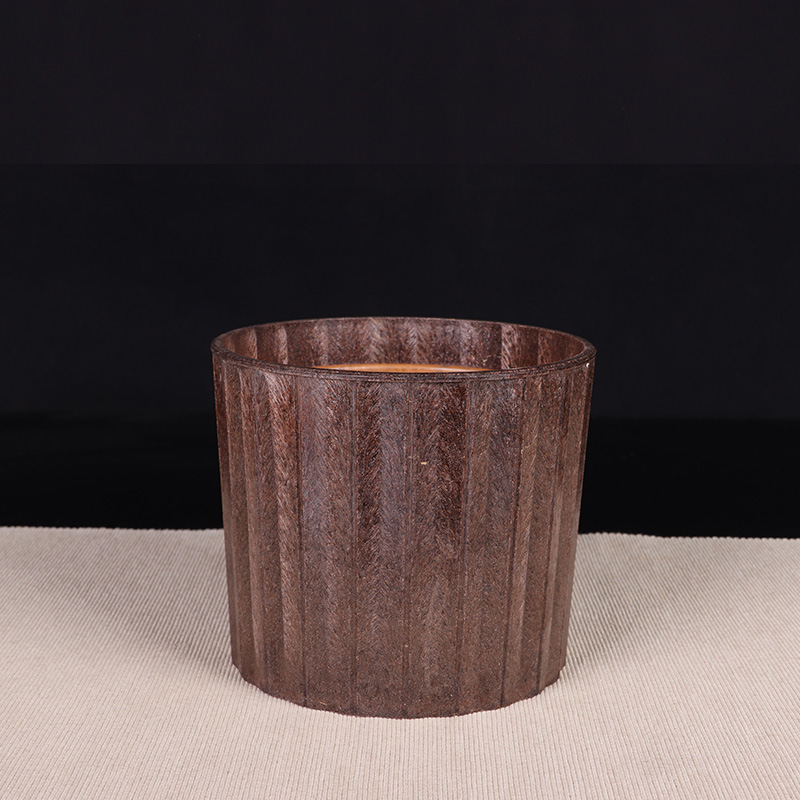 日本花器 日本木制刀刻纹花器花瓶 内有铜胆，尺寸较大