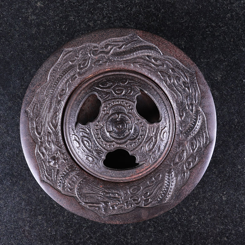 日本香炉 日本南部铁器南部铸造云龙纹铁香炉